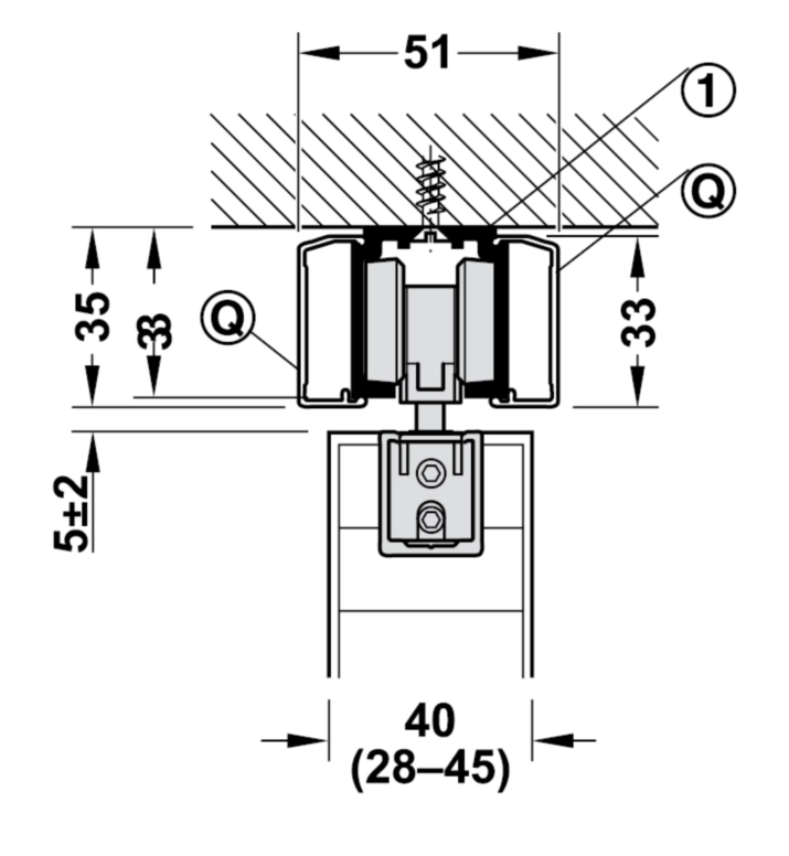 מסילה 3000ממ למשקל עד 120קג אלומיניום בהיר
