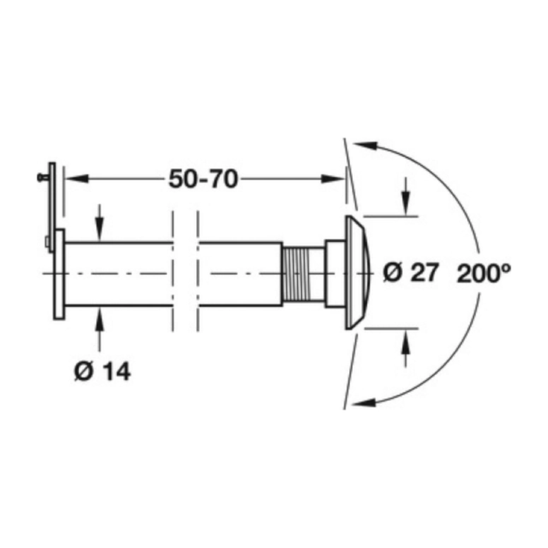 עינית לדלת 200 מעלות עובי דלת 50-80ממ גוון טבעי
