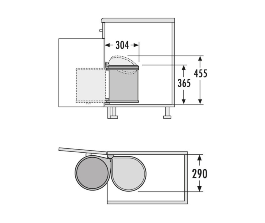 אשפית לדלת 40סמ 15L אפור כהה עגול