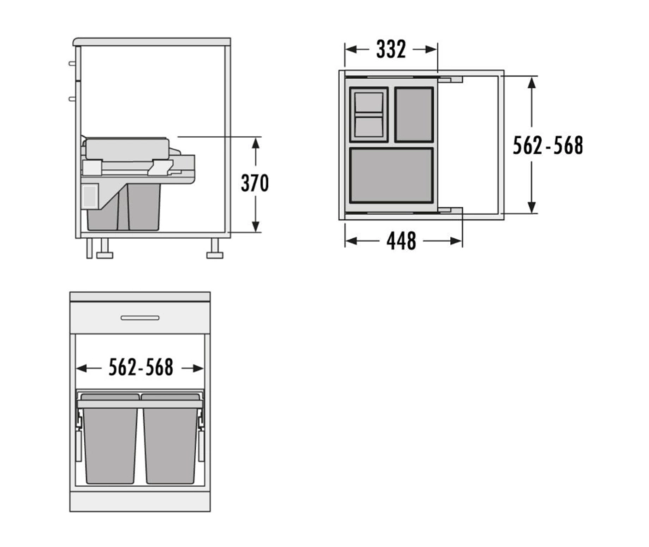 פח קרגו סופט S לרוחב ארון 60 ס"מ