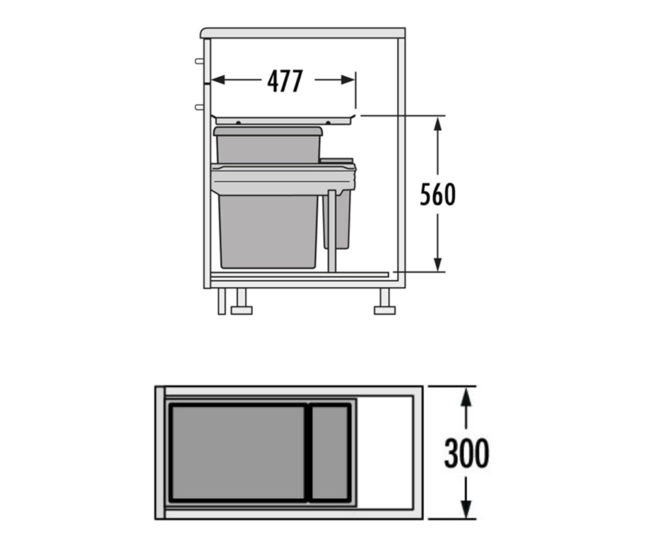 פח קרגו לחזית 30סמ 1X38L 1X7L אפור 45L