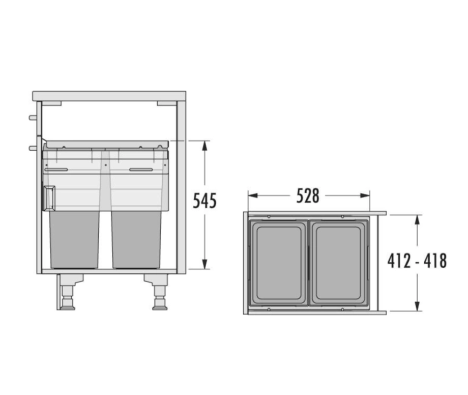 פח קרגו לחזית 45סמ 2X38L אפור כהה 76L