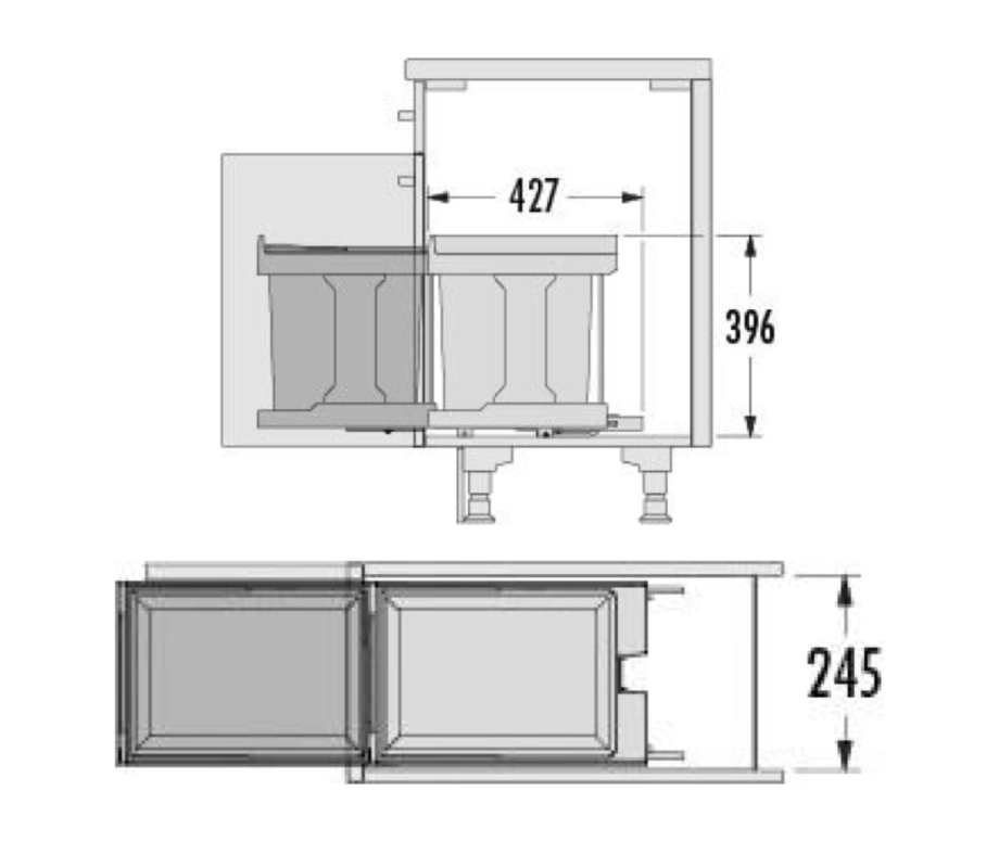 אשפית לדלת 30סמ 20L אפור כהה