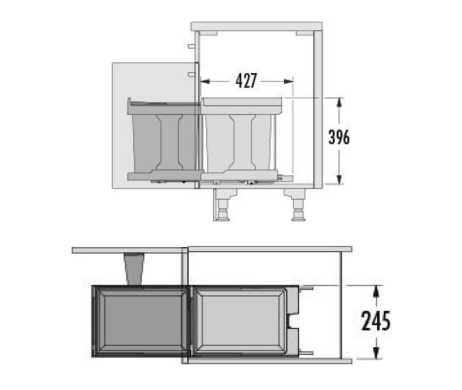 אשפית לדלת 40סמ 20L אפור כהה HA-3634101