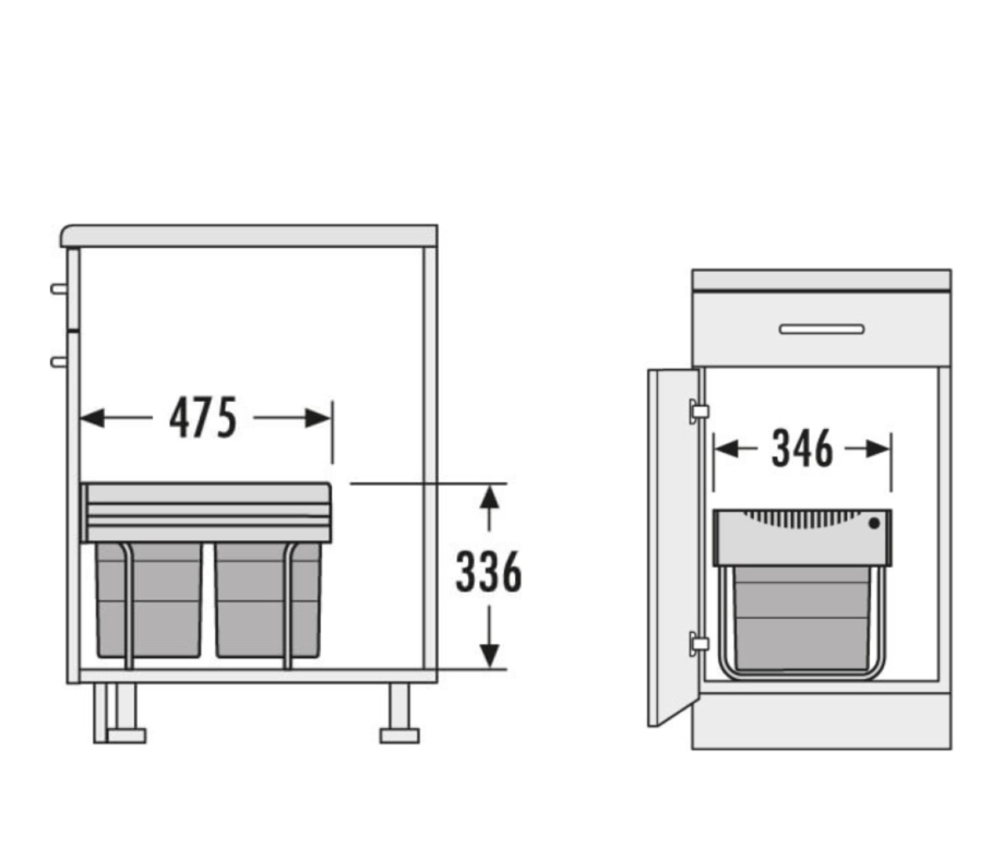 פח קרגו לדלת חזית 40סמ 2X18L אפור 36L