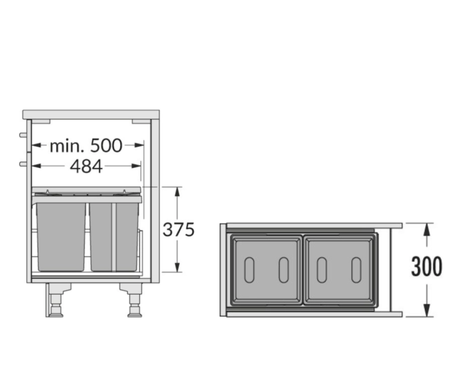 פח קרגו לחזית 30סמ 2X15L אפור כהה 30L