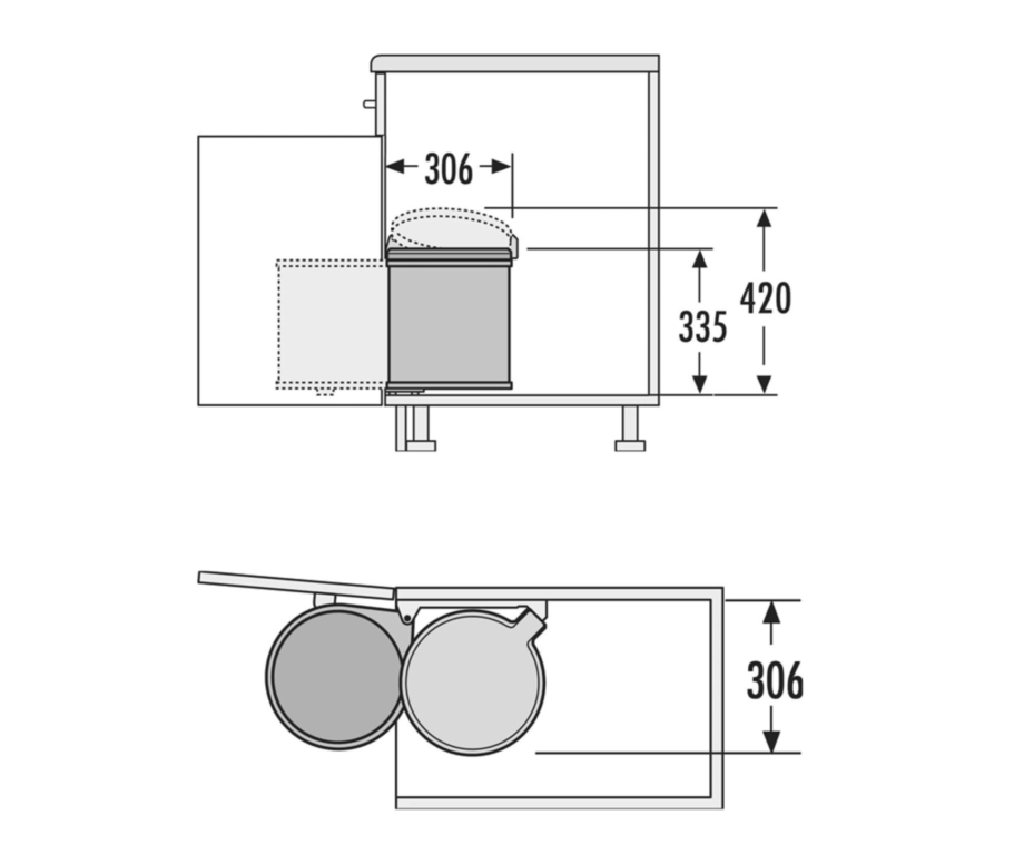 אשפית לדלת 40סמ 15L דמוי אלומיניום ALULOOK עגול