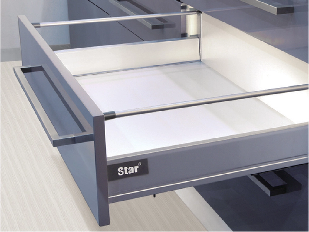 מגירה דופן 9-35 סמ אפור + זוג מוט גלריה