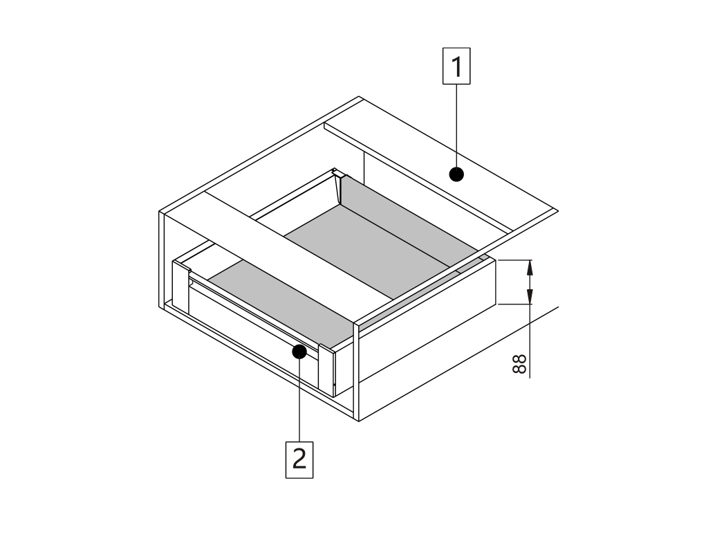 חזית סטאר נמוכה למגירה פנימית לבן