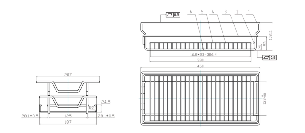 סל מסילה מתכת כרום 450X244X130ממ סדרה 24202 לחזית 350ממ