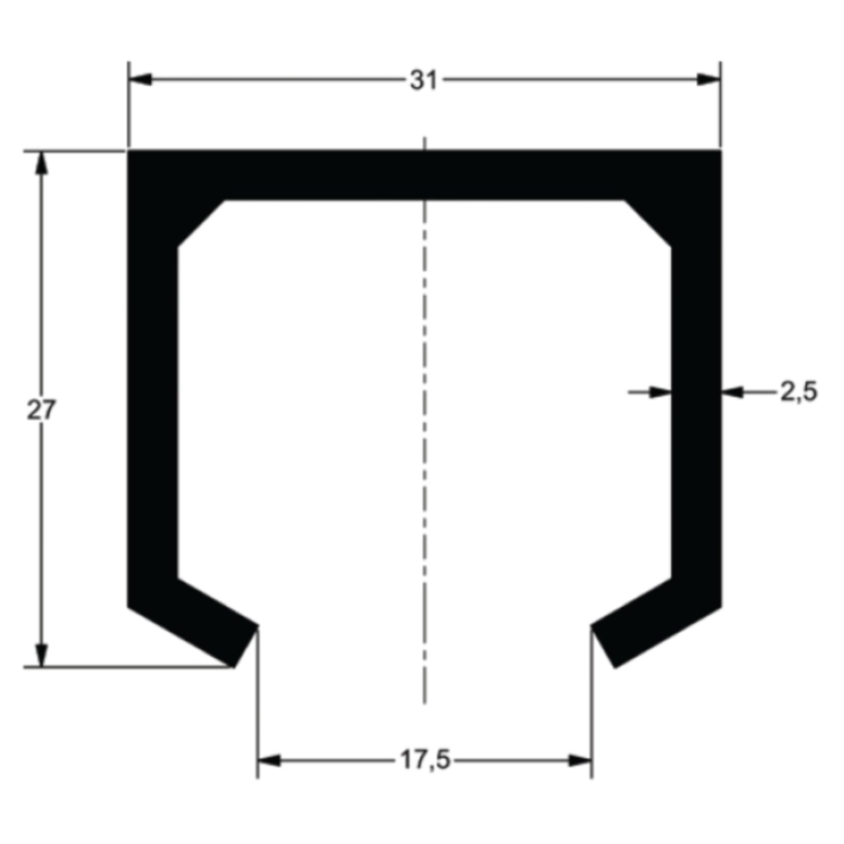 מסילה 6000ממ אלומיניום