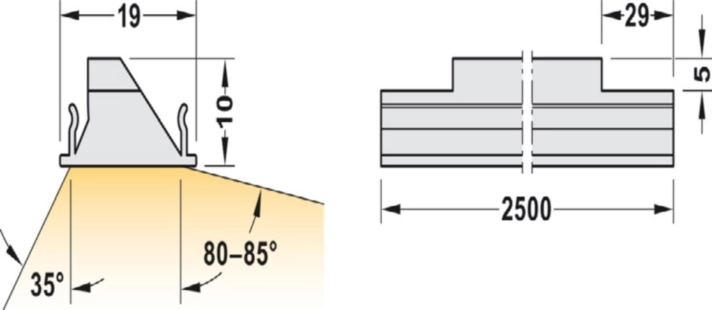פרופיל יאיר תאורה שקוע+ ממקדת 2500ממ H83389300+H83301870