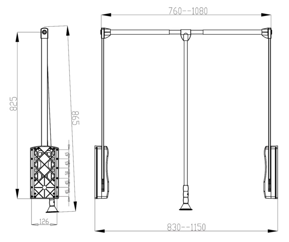 מתקן להורדת בגדים 600/830ממ מוקה