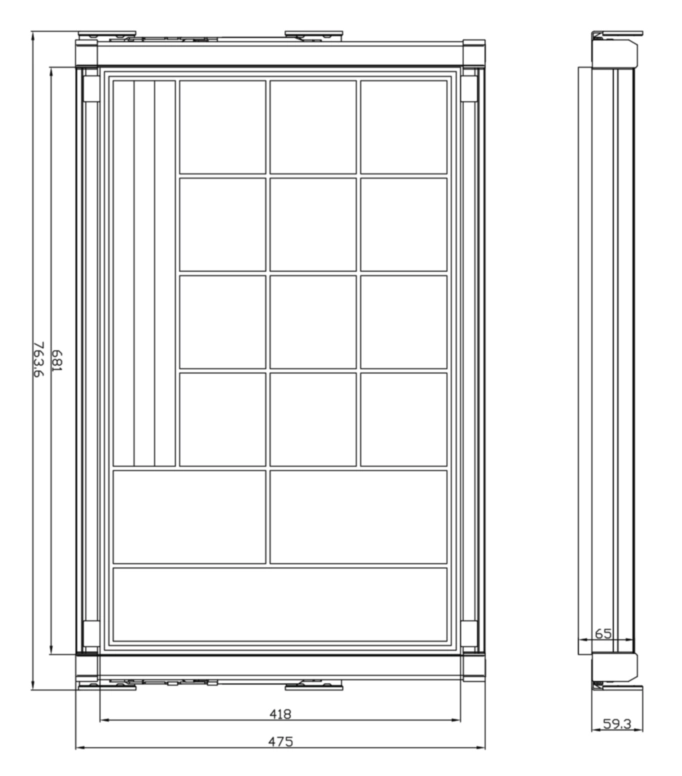 יחידת אחסון מרופדת נשלפת 564/475/70ממ