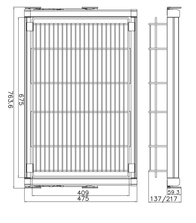 סל רשת מתכתי נשלף 864/475/200ממ