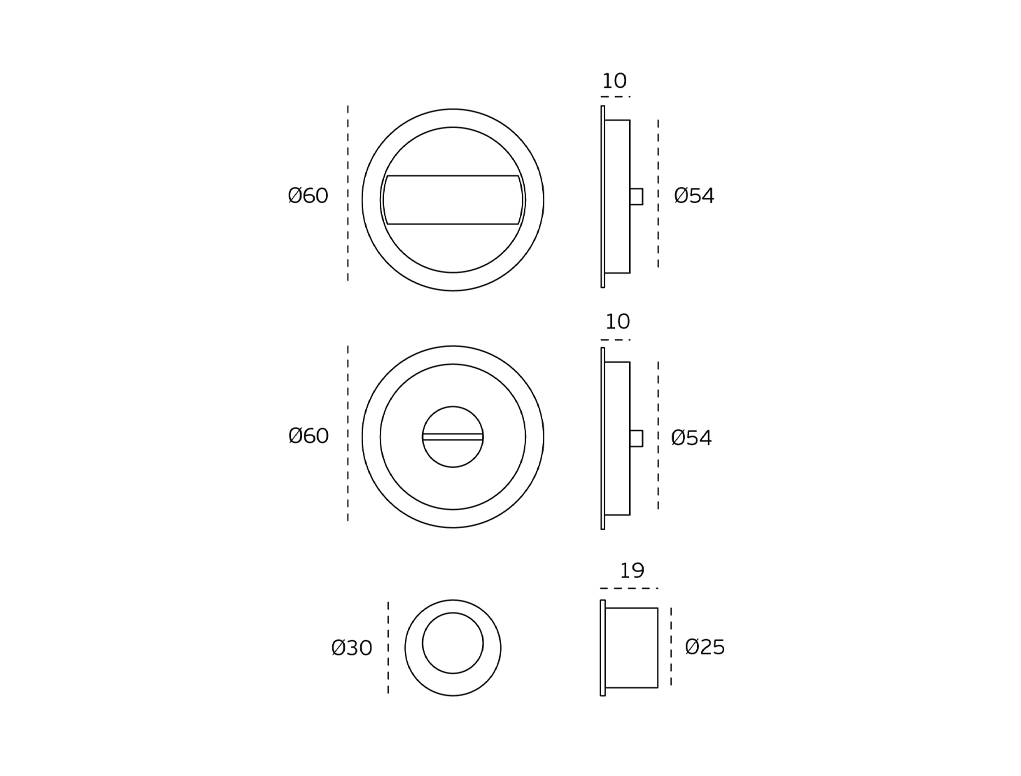 מנעול הזזה ידית שקועה