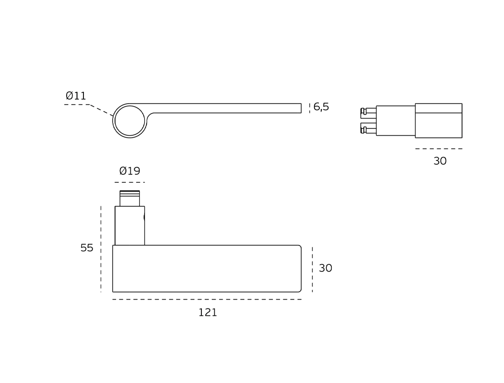 ידית דגם Outline Dark Gray עם רוזטה מטלית