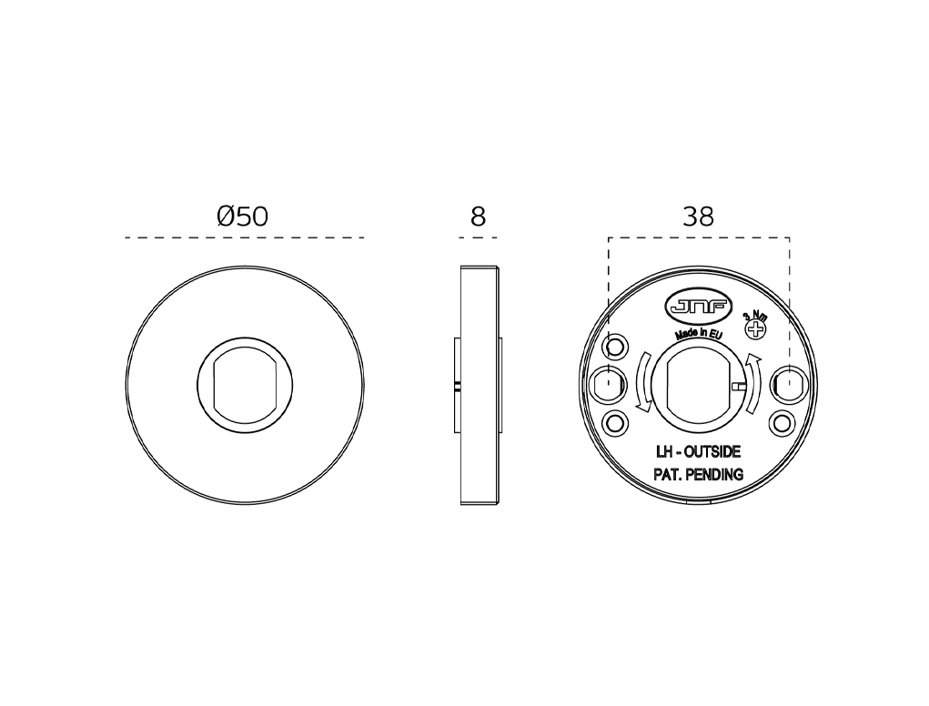 ידית דגם Outline Dark Gray עם רוזטה מטלית