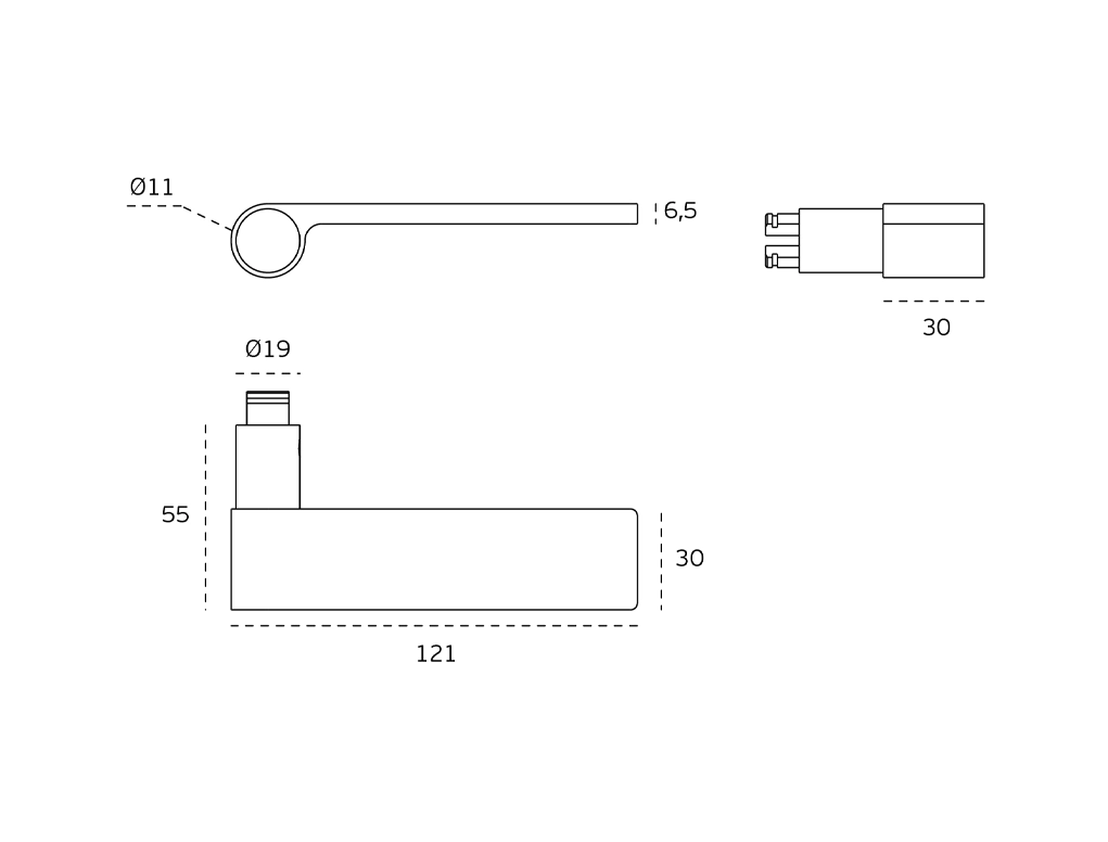 ידית דגם outline Black עם רוזטה מטלית