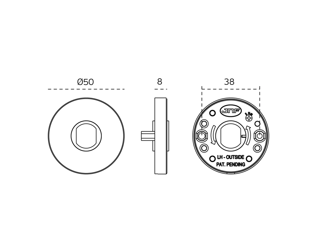 ידית דגם outline Black עם רוזטה מטלית