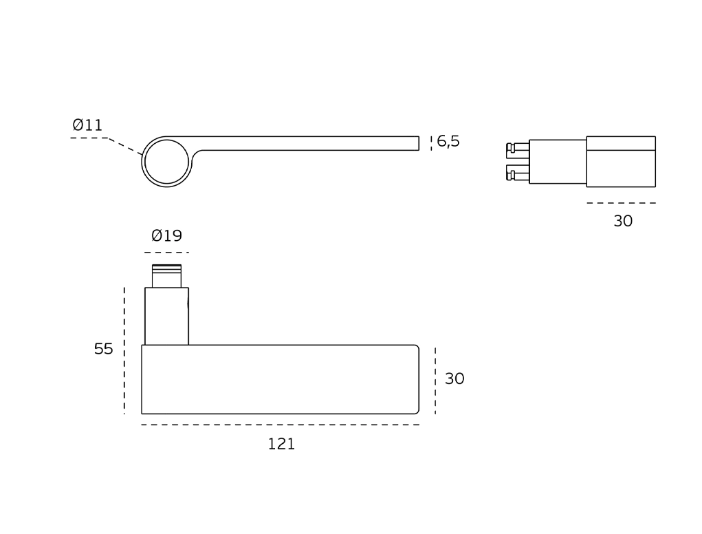 ידית OUTLINE WHITE עם רוזטה מטלית