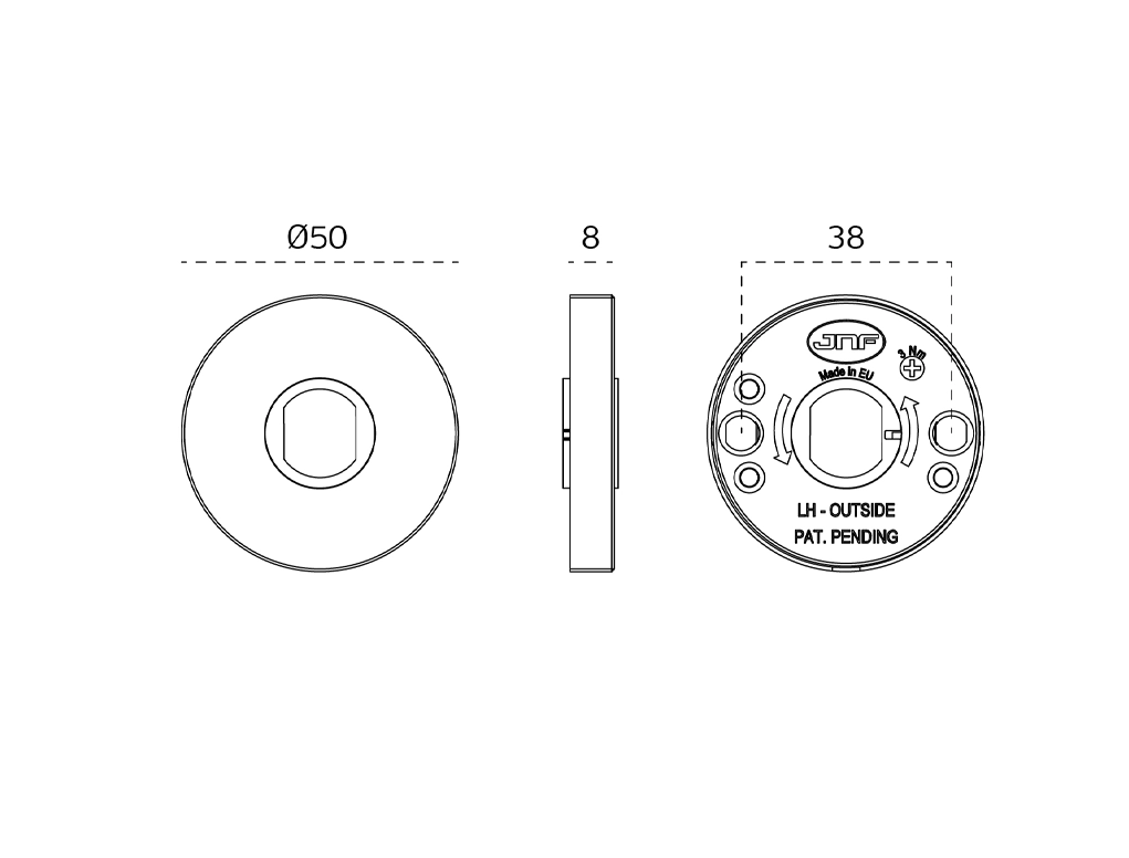 ידית OUTLINE WHITE עם רוזטה מטלית