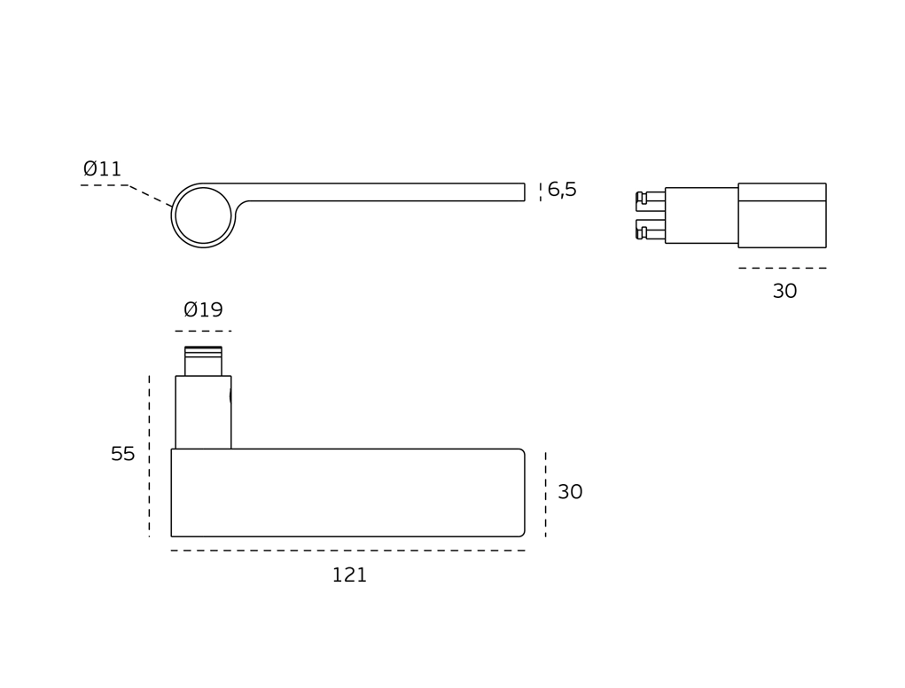 ידית דגם outline white ללא רוזטה