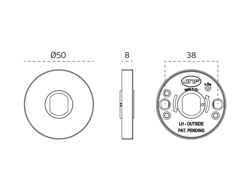 ידית דגם outline white ללא רוזטה