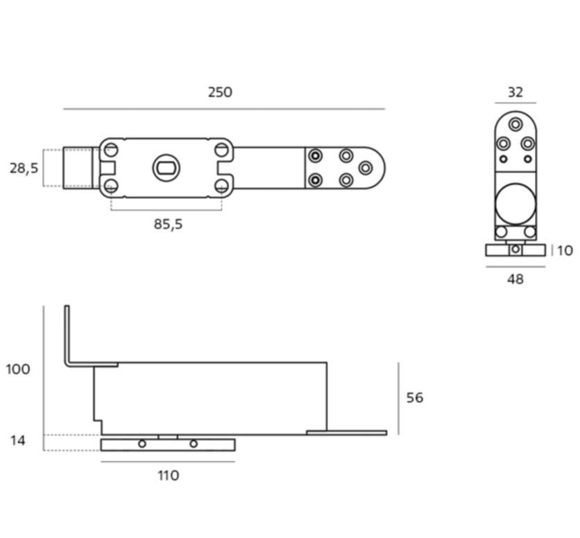 ציר פיווט תחתון-משקל 100קג הידראולי חוזר רוחב דלת עד 1מ