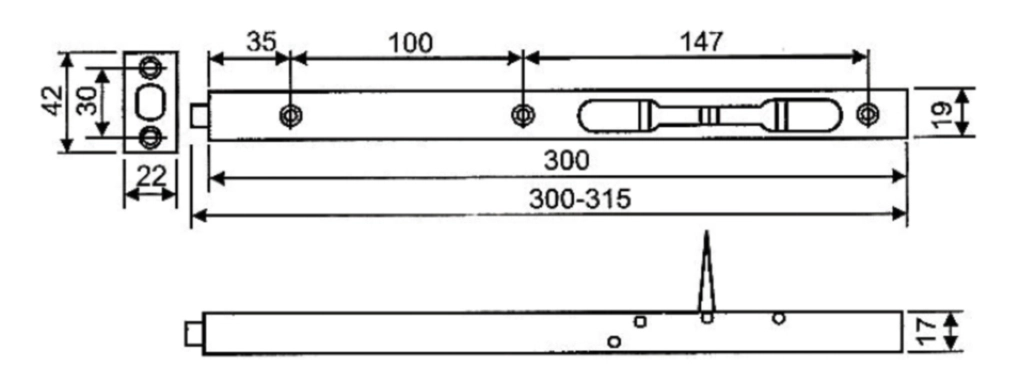 בריח 46 סמ נירוסטה