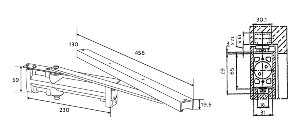 מחזיר דלת סמוי מוכסף משקל דלת עד 60קג