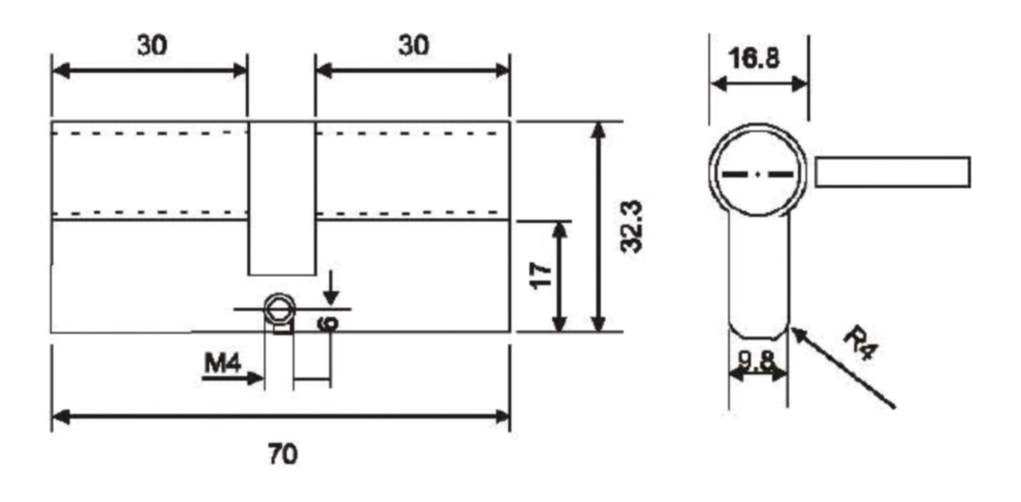 צילינדר 70 תפוס/פנוי ניקל מט