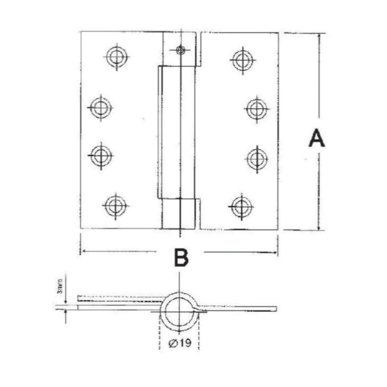 ציר מחזיר דלת נירוסטה 4X3ממ עובי 3ממ 80-60קג 3צירים