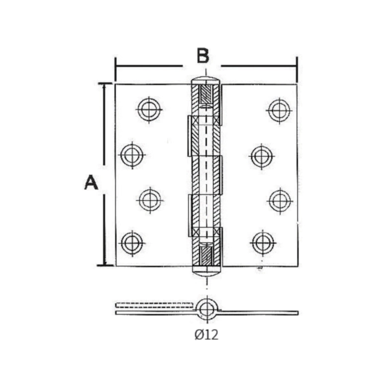 ציר 4X3.5 ניקל מט 101X89X3