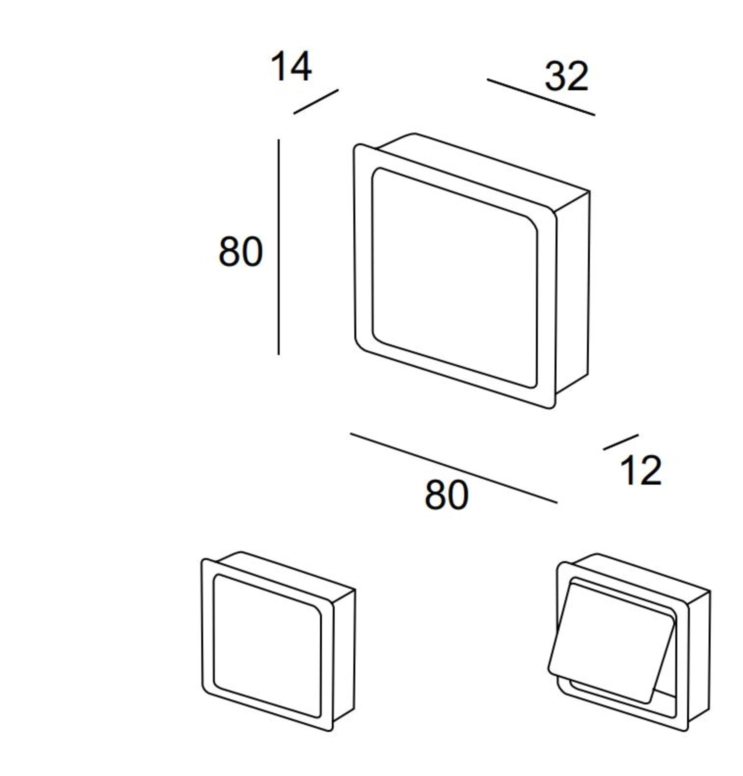 ידית שקועה לבנה 80X80