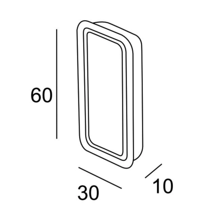 ידית מתכת שקועה 60X30ממ גימור אלומיניום