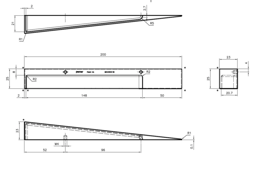 ידית משולש ימין, גימור אלומיניום