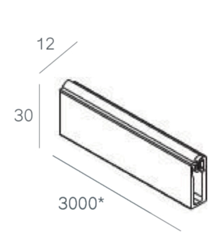 פרופיל מוט מלבני אלומיניום למתלה בגדים 3000X30X12ממ