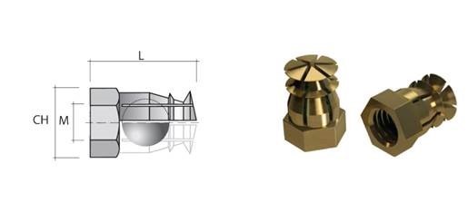 מארז 100 עוגן פליז EF-BUXP0612030 M6X12X8