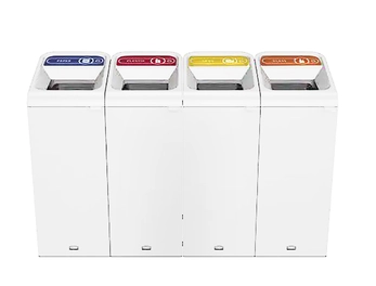 מערכת 4 פחי מיחזור מעוצבים לבן מבריק 60ל'