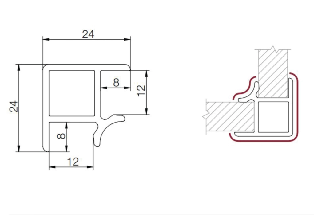 פינה °90 לצוקל 100ממ לבן מבריק D882