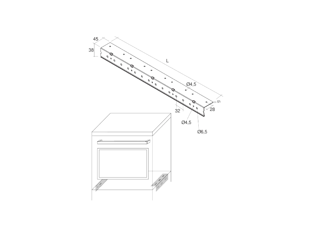 פרופיל זווית לתנור או מיקרו