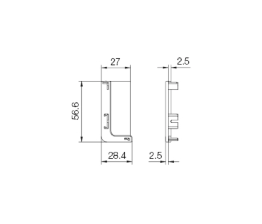 זוג כיסוי פלסטיק סגור לפרופיל L לבן ימין+שמאל