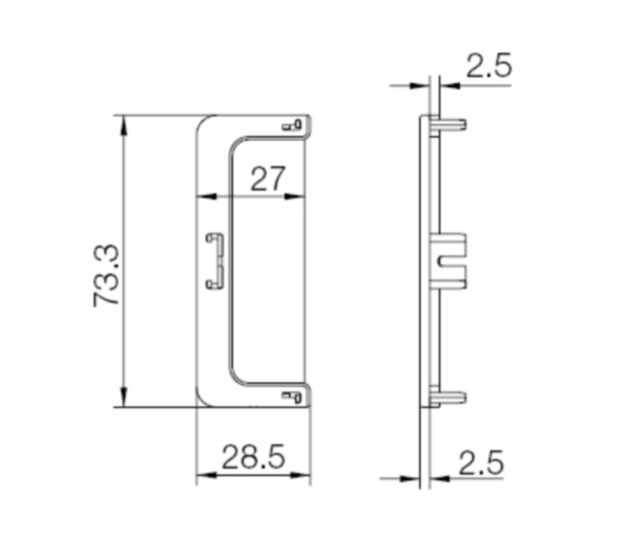 זוג כיסוי פלסטיק סגור לפרופיל C לבן