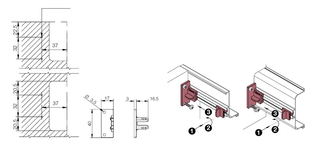חיבור מהיר לתפיסת פרופילי C+L חיבור בורג (PU300)