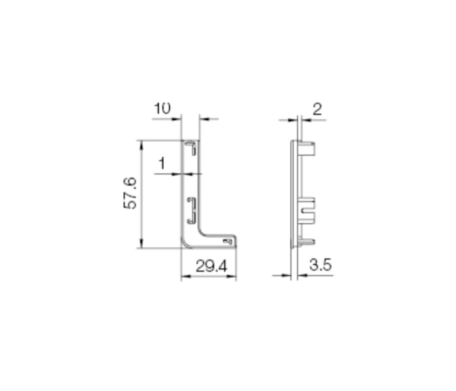 זוג כיסוי פלסטיק פתוח לפרופיל L לבן ימין+שמאל