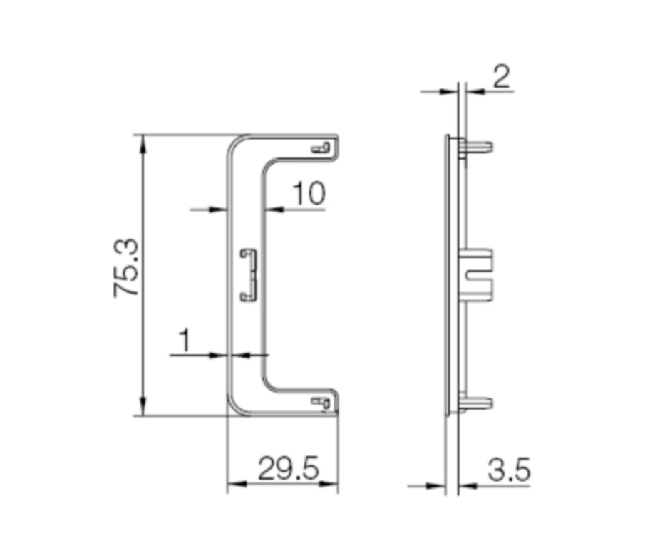זוג כיסוי פלסטיק פתוח לפרופיל C לבן