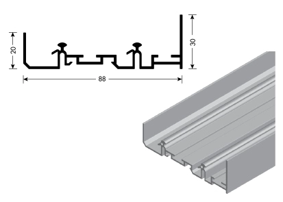 מסילה עליונה 6.0 מטר למערכת PS48