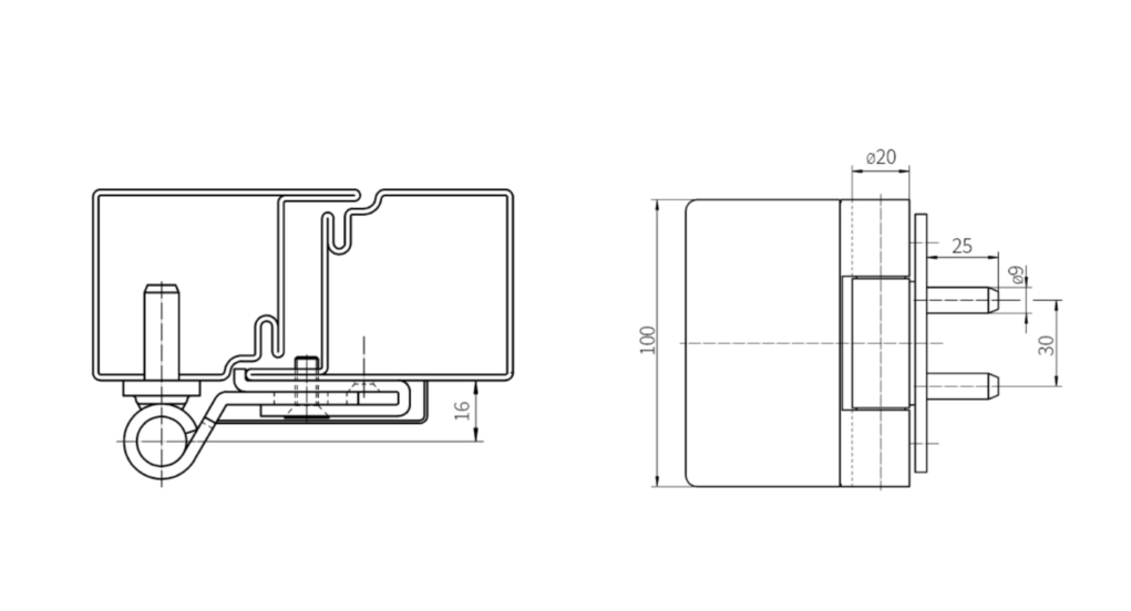 ציר ספר למשקוף מתכת ודלת זכוכית ממוסגרת במתכת