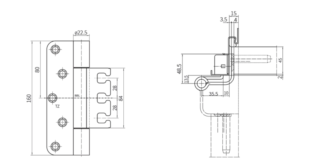 ציר סווינג קליר 160ממ נירוסטה 160קג לזוג צירים VX7749-45